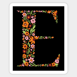 Retro Floral Letter E Sticker